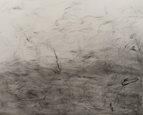 Untitled Landscape 24-1, graphite and oil on canvas, 130.3 × 162.2cm, 2024