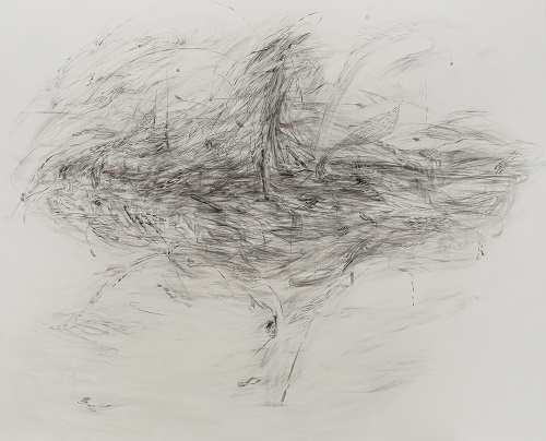 Untitled Landscape 24-3, graphite and oil on canvas, 130.3 × 162.2cm, 2024